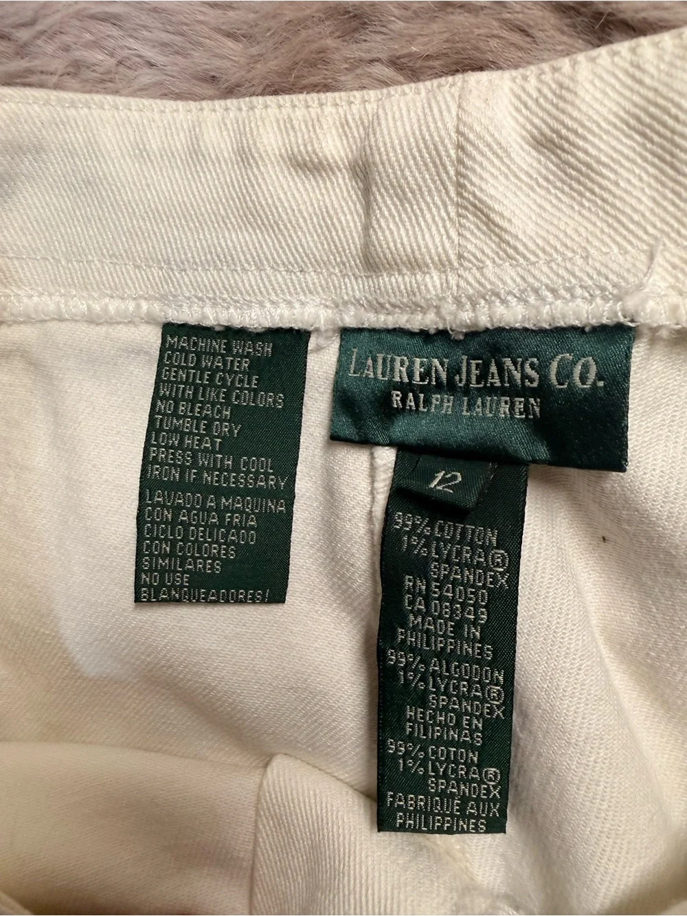 VTG Lauren Jeans Co Ralph Lauren White High Rise Straight Leg 90s Mom Pants 12